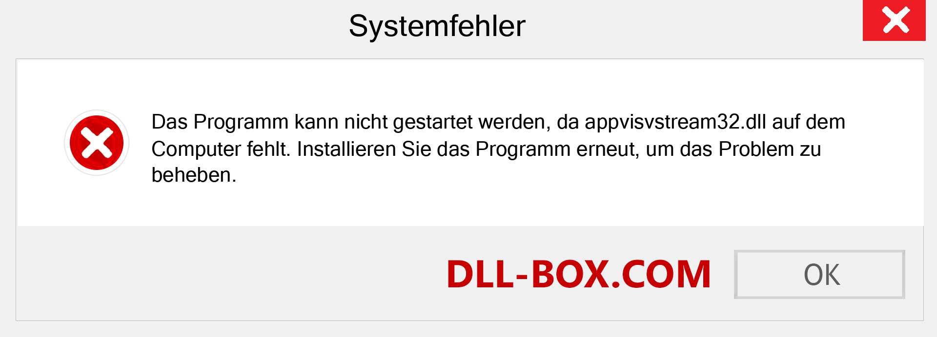 appvisvstream32.dll-Datei fehlt?. Download für Windows 7, 8, 10 - Fix appvisvstream32 dll Missing Error unter Windows, Fotos, Bildern